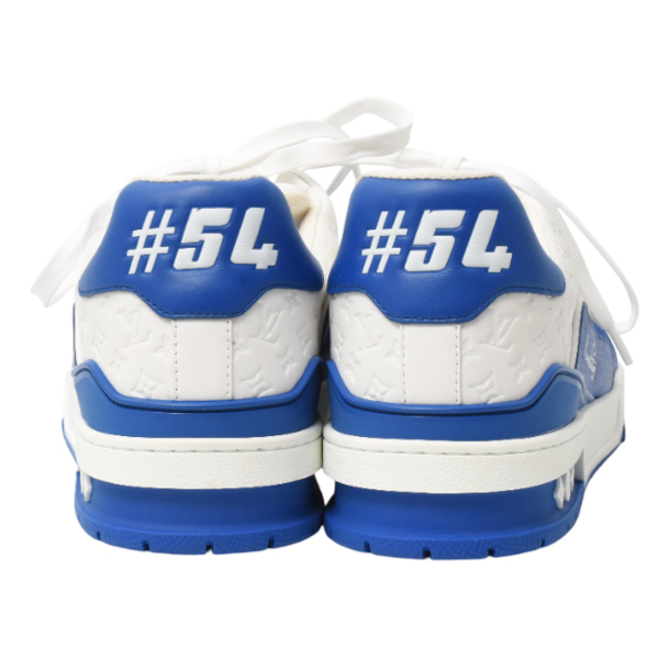 ルイヴィトン 靴 メンズ ローカットスニーカー LVトレイナー 表記サイズ8 1/2 27cm レザー ブルー ホワイト 1AANF0 Louis Vuitton 中古