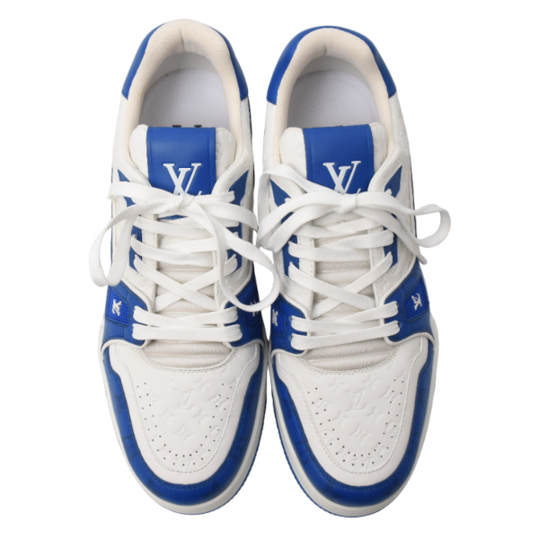 ルイヴィトン 靴 メンズ ローカットスニーカー LVトレイナー 表記サイズ8 1/2 27cm レザー ブルー ホワイト 1AANF0 Louis Vuitton 中古