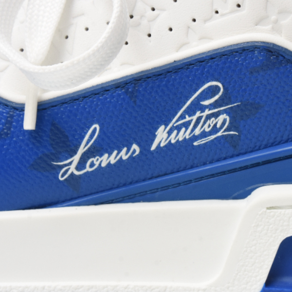ルイヴィトン 靴 メンズ ローカットスニーカー LVトレイナー 表記サイズ8 1/2 27cm レザー ブルー ホワイト 1AANF0 Louis Vuitton 中古
