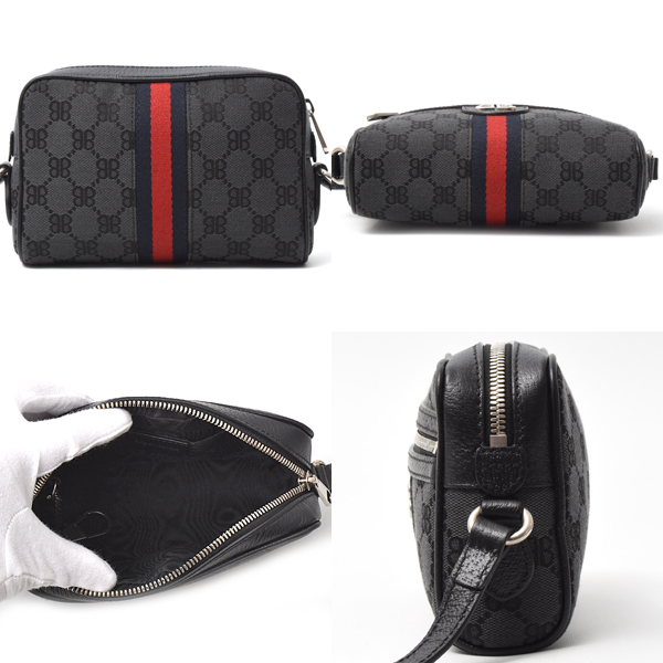 バレンシアガ バッグ メンズ レディース グッチコラボ ハッカープロジェクト カメラバッグ ショルダーバッグ キャンバス ブラック 680128 BALENCIAGA 中古