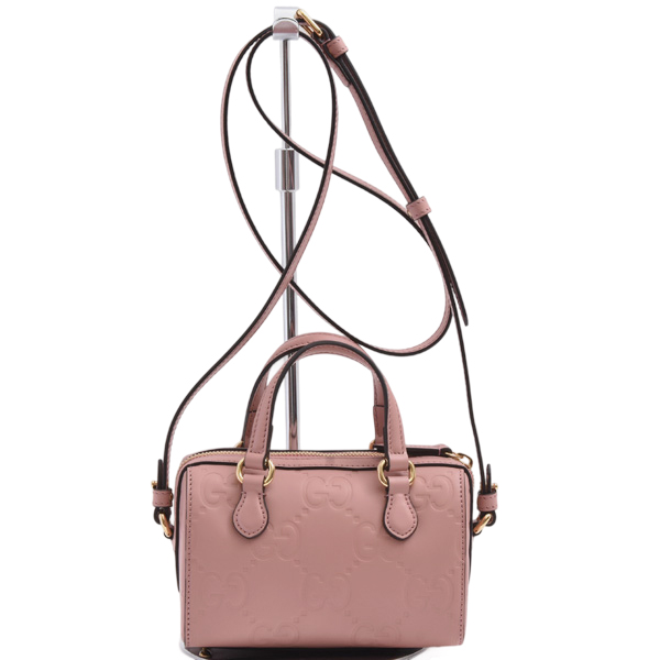グッチ バッグ レディース GGスーパーミニ ボストンバッグ ジャンボGG 2WAY レザー ピンク GUCCI 790130 未使用展示品