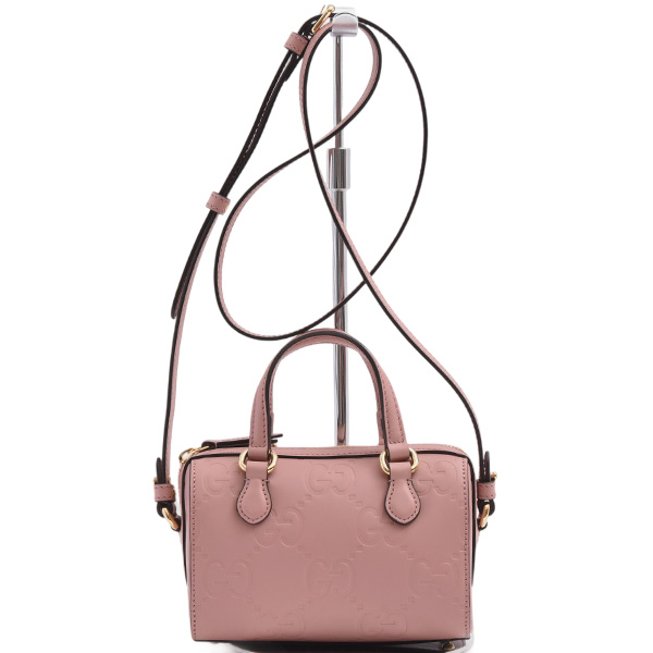 グッチ バッグ レディース GGスーパーミニ ボストンバッグ ジャンボGG 2WAY レザー ピンク GUCCI 790130 未使用展示品