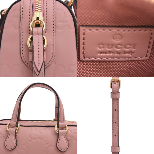 グッチ バッグ レディース GGスーパーミニ ボストンバッグ ジャンボGG 2WAY レザー ピンク GUCCI 790130 未使用展示品