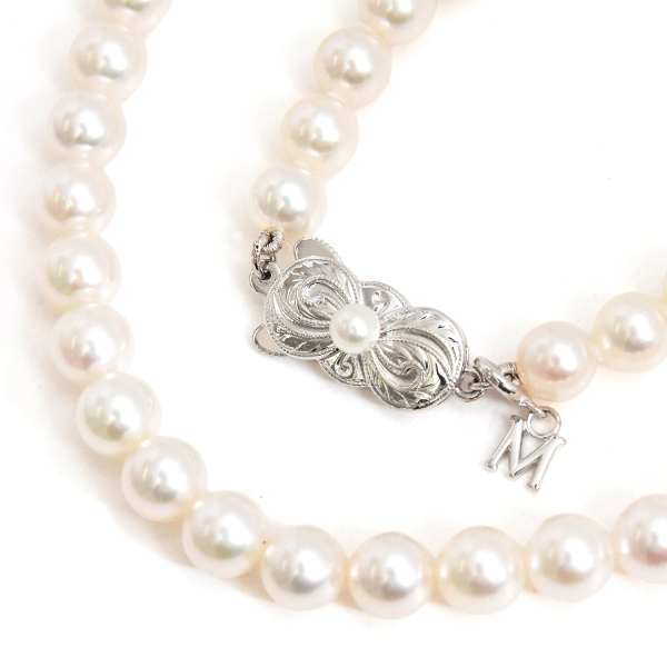 ミキモト ネックレス レディース パール ネックレス 6.0mm～6.4mm珠 Mチャーム シルバー MIKIMOTO SV925 中古
