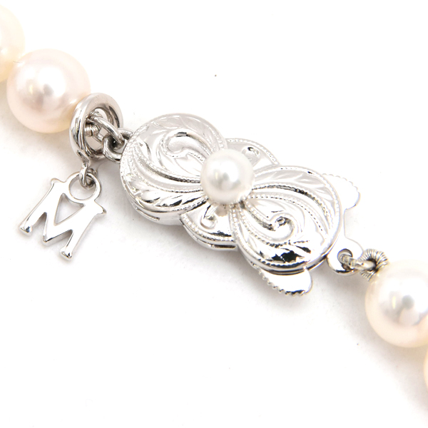ミキモト ネックレス レディース パール ネックレス 6.0mm～6.4mm珠 Mチャーム シルバー MIKIMOTO SV925 中古