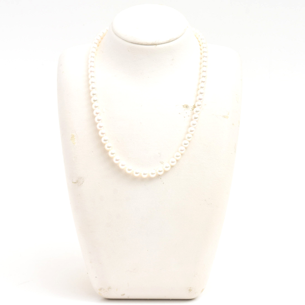 ミキモト ネックレス レディース パール ネックレス 6.0mm～6.4mm珠 Mチャーム シルバー MIKIMOTO SV925 中古