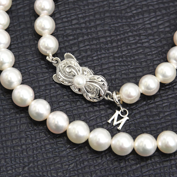 ミキモト ネックレス レディース パール ネックレス 6.0mm～6.4mm珠 Mチャーム シルバー MIKIMOTO SV925 中古