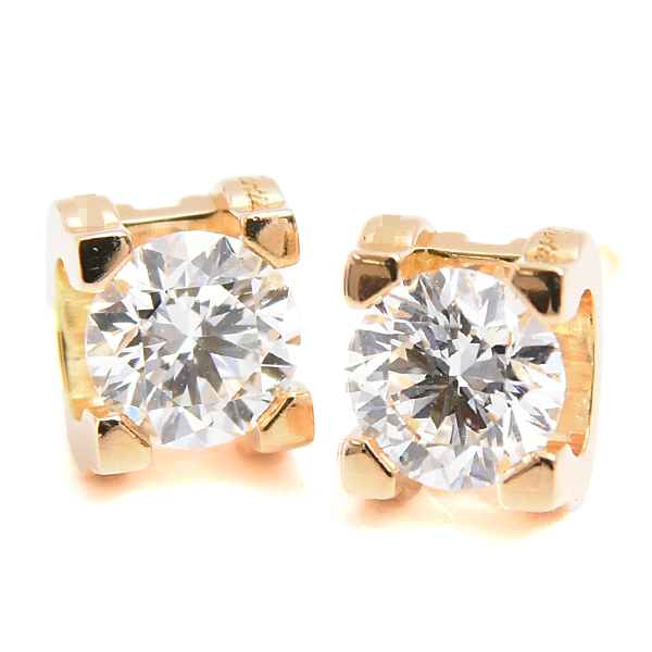 カルティエ ピアス レディース Cドゥ カルティエ ダイヤモンド ピアス D0.24ct×2 イエローゴールド Cartier 750YG 中古