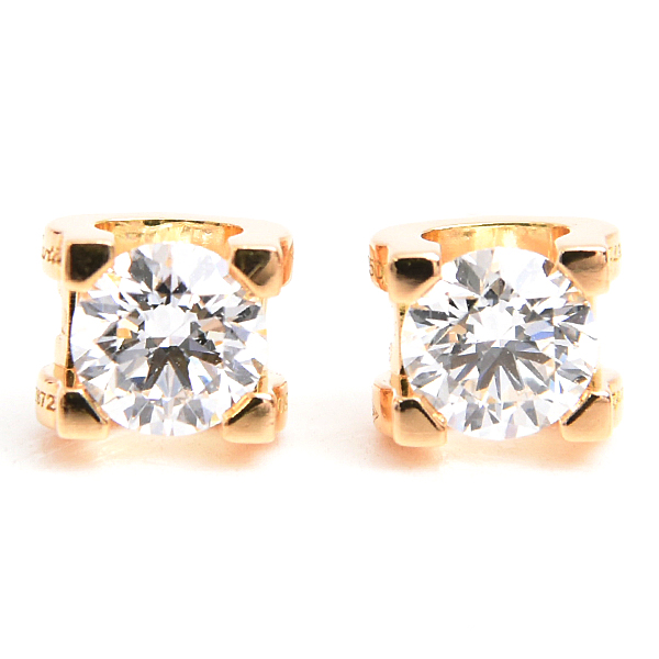 カルティエ ピアス レディース Cドゥ カルティエ ダイヤモンド ピアス D0.24ct×2 イエローゴールド Cartier 750YG 中古