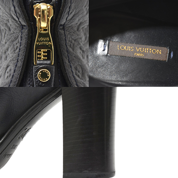 ルイヴィトン 靴 レディース ショートブーツ モノグラムアンプラント M 38 1/2 レザー ブラック Louis Vuitton 中古