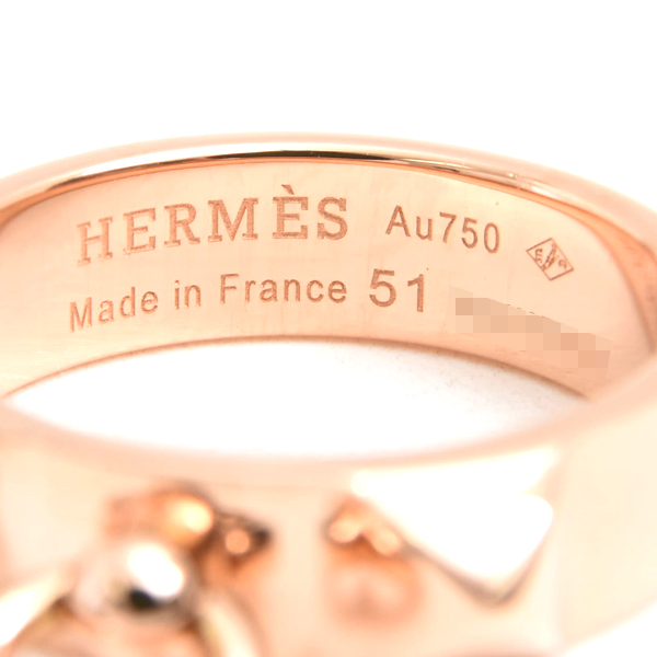 エルメス 指輪 レディース コリエドシアン リング 51号 ピンクゴールド HERMES 750PG 中古