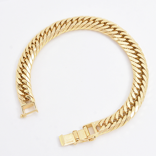 喜平 ブレスレット K18 12面カット トリプル 26g 16cm 造幣局検定刻印入 メンズ レディース チェーン イエローゴールド YG 中古