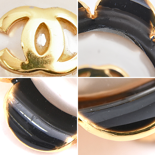 シャネル ブローチ レディース ココマーク フラワー イミテーションパール ブラック ゴールドカラー 花 フェイクパール CHANEL 24 GP 中古