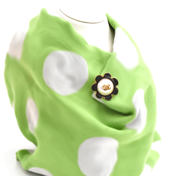 シャネル ブローチ レディース ココマーク フラワー イミテーションパール ブラック ゴールドカラー 花 フェイクパール CHANEL 24 GP 中古