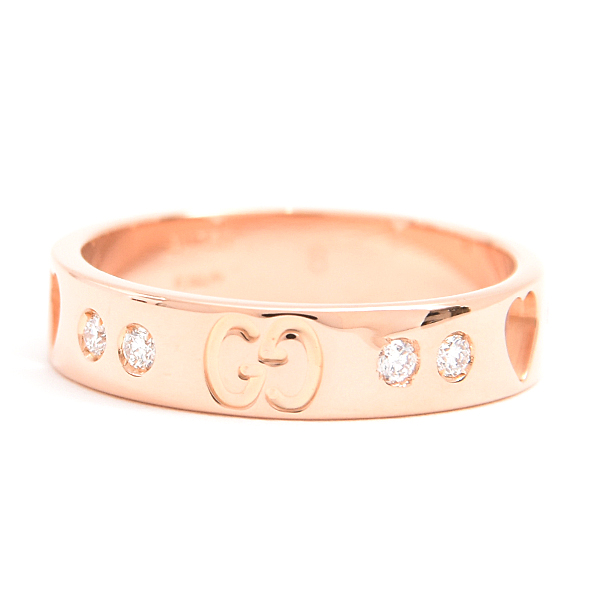 グッチ 指輪 レディース 10Pダイヤ アイコン アモール リング 8号 実寸7.5号 ピンクゴールド 750PG GUCCI 中古