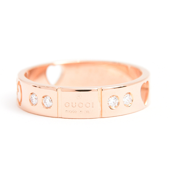 グッチ 指輪 レディース 10Pダイヤ アイコン アモール リング 8号 実寸7.5号 ピンクゴールド 750PG GUCCI 中古