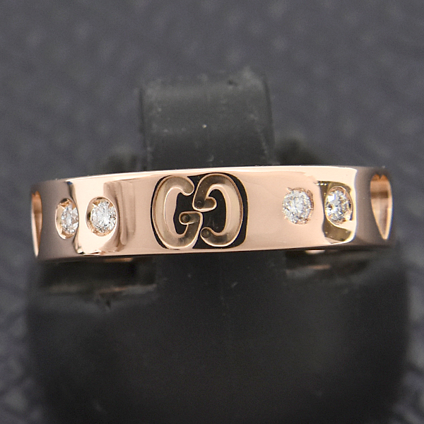 グッチ 指輪 レディース 10Pダイヤ アイコン アモール リング 8号 実寸7.5号 ピンクゴールド 750PG GUCCI 中古