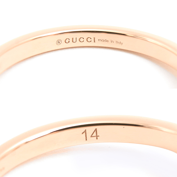 グッチ 指輪 レディース ホースビット 18K ダイヤモンド リング 1Pダイヤ 刻印14 実測14号弱 ピンクゴールド 750PG K18PG GUCCI 中古