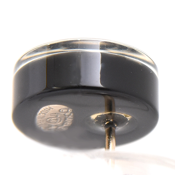 シャネル ピアス レディース ココマーク ラウンド ドラム型 クリアストーン ブラック レジン プラスチック CHANEL 17A 中古