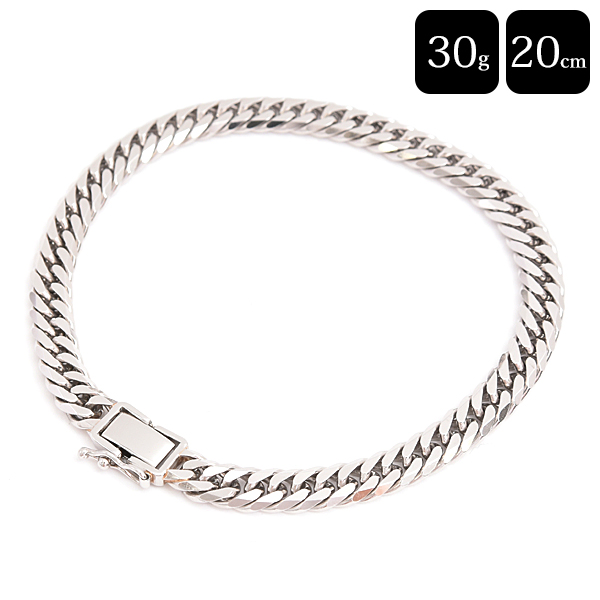 喜平 ブレスレット PT850 6面カット ダブル 30g 20cm 造幣局検定刻印入 メンズ レディース チェーン プラチナ PT 中古