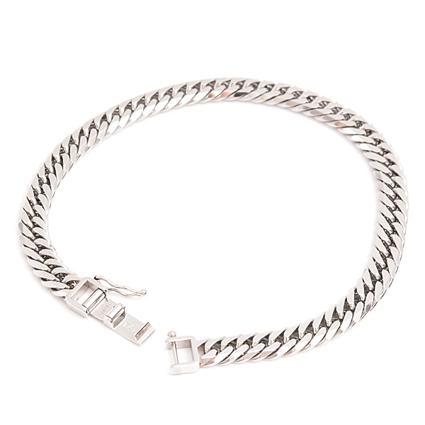 喜平 ブレスレット PT850 6面カット ダブル 30g 20cm 造幣局検定刻印入 メンズ レディース チェーン プラチナ PT 中古