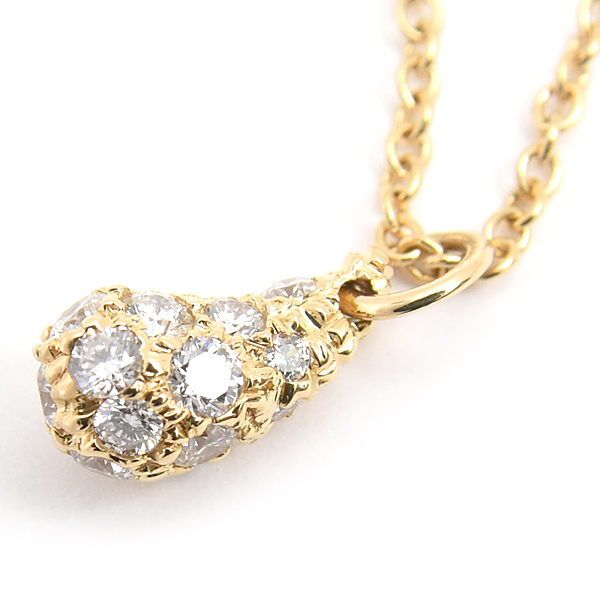 ティファニー ネックレス レディース ティアドロップ ダイヤ ペンダント エルサペレッティ イエローゴールド 750YG TIFFANY 中古