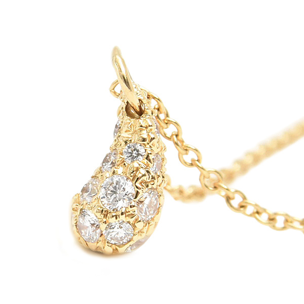 ティファニー ネックレス レディース ティアドロップ ダイヤ ペンダント エルサペレッティ イエローゴールド 750YG TIFFANY 中古