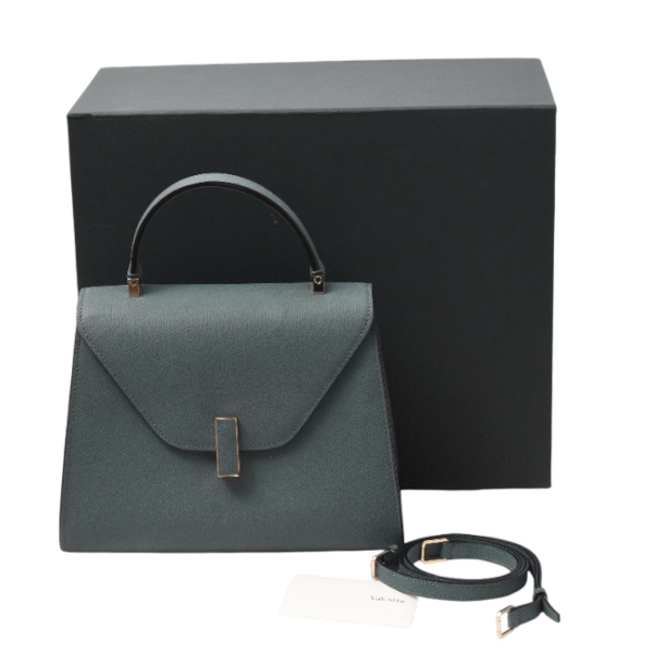 ヴァレクストラ バッグ レディース ミディアム イジィデ ハンドバッグ 2WAY ブルーグレー Valextra 中古