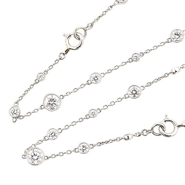 ギメル ネックレス ブレス レディース ミルグレイン ダイヤモンド ネックレス ブレス セット 合計60P 5.358ct プラチナ Gimel PT950×PT850 中古