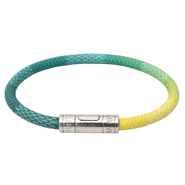 ルイヴィトン ブレスレット メンズ レディース ブラスレ キープ イット バングル ダミエ PVC×メタル グリーン系 Louis Vuitton M8095D 中古