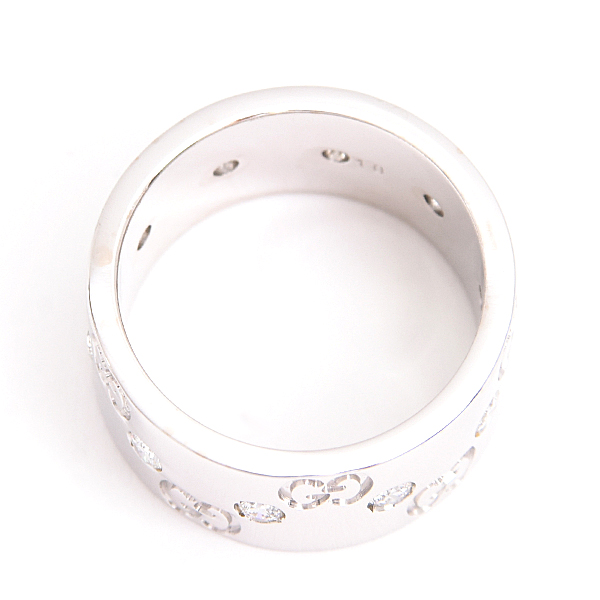 グッチ 指輪 レディース アイコン ワイド リング 10号 実寸9.5号 ホワイトゴールド 750WG GUCCI 中古