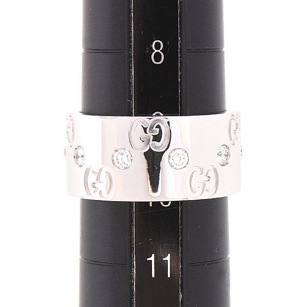 グッチ 指輪 レディース アイコン ワイド リング 10号 実寸9.5号 ホワイトゴールド 750WG GUCCI 中古