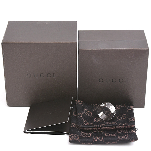 グッチ 指輪 レディース アイコン ワイド リング 10号 実寸9.5号 ホワイトゴールド 750WG GUCCI 中古