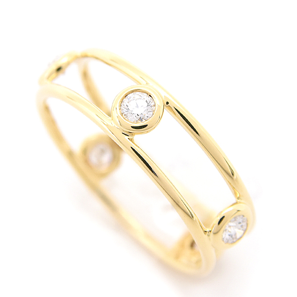 ティファニー 指輪 レディース ダブルワイヤー バイザヤード 5Pダイヤ リング 12.5号 エルサペレッティ イエローゴールド 750YG TIFFANY 中古