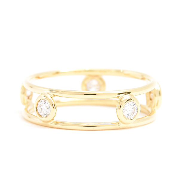 ティファニー 指輪 レディース ダブルワイヤー バイザヤード 5Pダイヤ リング 12.5号 エルサペレッティ イエローゴールド 750YG TIFFANY 中古