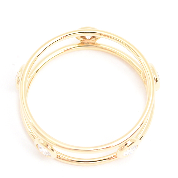 ティファニー 指輪 レディース ダブルワイヤー バイザヤード 5Pダイヤ リング 12.5号 エルサペレッティ イエローゴールド 750YG TIFFANY 中古