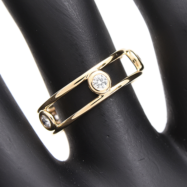 ティファニー 指輪 レディース ダブルワイヤー バイザヤード 5Pダイヤ リング 12.5号 エルサペレッティ イエローゴールド 750YG TIFFANY 中古