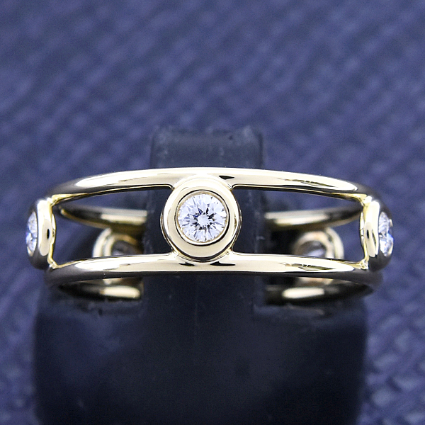 ティファニー 指輪 レディース ダブルワイヤー バイザヤード 5Pダイヤ リング 12.5号 エルサペレッティ イエローゴールド 750YG TIFFANY 中古