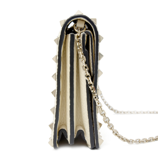 ヴァレンティノ バッグ レディース ロックスタッズ チェーンショルダーバッグ カーフレザー オフホワイト Valentino 中古