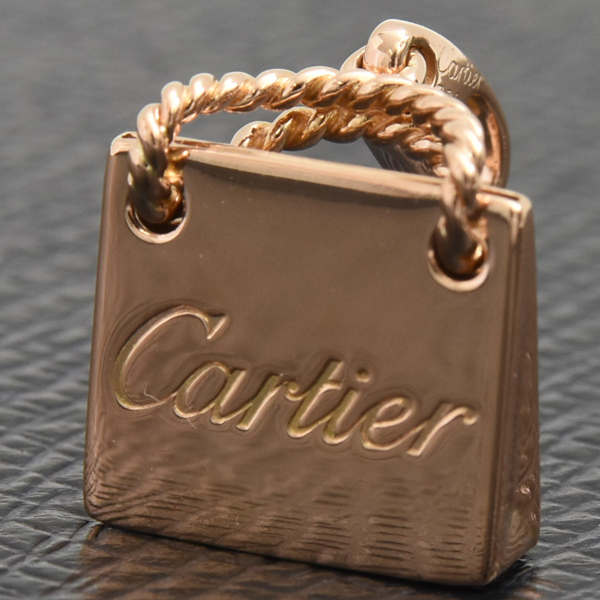 カルティエ チャーム レディース ショッピングバッグ モチーフ チャーム ペンダント ピンクゴールド Cartier 750PG 中古