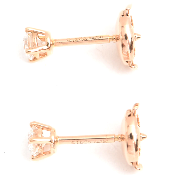 ティファニー ピアス レディース ソリティア ダイヤ ピアス 0.22ct×2 ピンクゴールド TIFFANY 750PG 中古