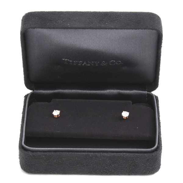 ティファニー ピアス レディース ソリティア ダイヤ ピアス 0.22ct×2 ピンクゴールド TIFFANY 750PG 中古