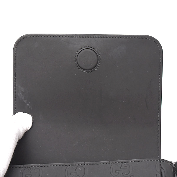 グッチ バッグ レディース GGラバーエフェクト スーパーミニバッグ ショルダーバッグ ブラック GUCCI 794062 中古