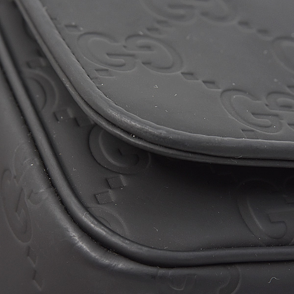 グッチ バッグ レディース GGラバーエフェクト スーパーミニバッグ ショルダーバッグ ブラック GUCCI 794062 中古