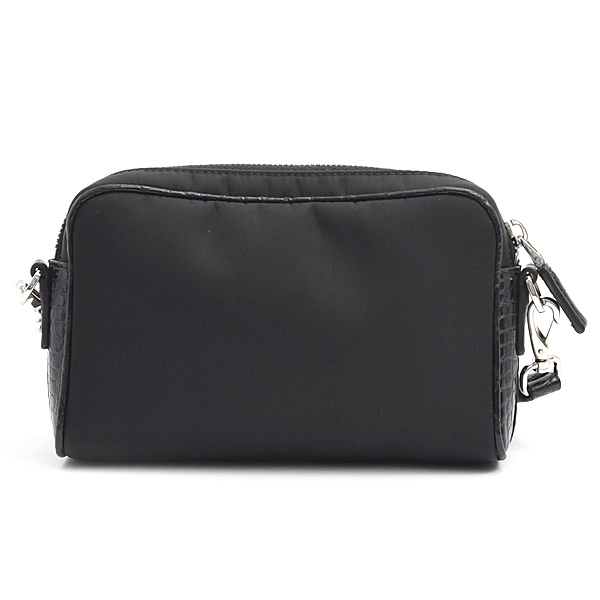 プラダ バッグ メンズ レディース Re-Nylon クロコ型押し トライアングルロゴ ショルダーバッグ ブラック ナイロン PRADA 2VH172 中古