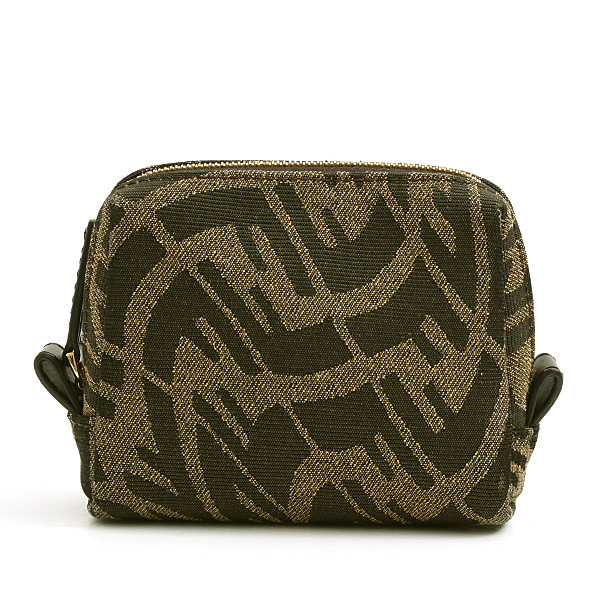フェンディ バッグ レディース FFヴァーティゴ コスメポーチ 化粧ポーチ キャンバス ブラウン FENDI 8N0179 中古