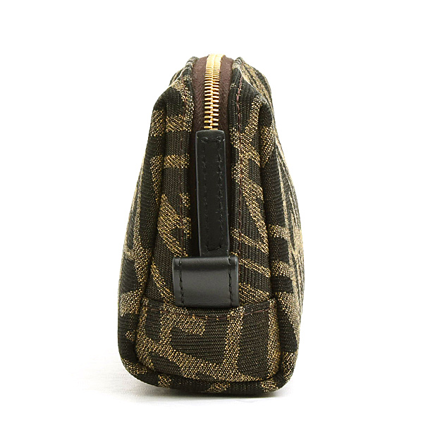 フェンディ バッグ レディース FFヴァーティゴ コスメポーチ 化粧ポーチ キャンバス ブラウン FENDI 8N0179 中古