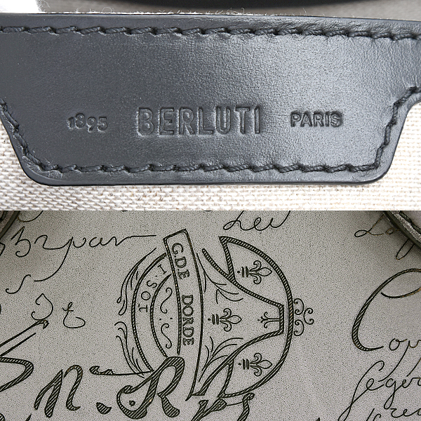 ベルルッティ バッグ メンズ カリグラフィ トゥジュール ガリバー ショルダーバッグ スクリットレザー グレー Berluti 中古
