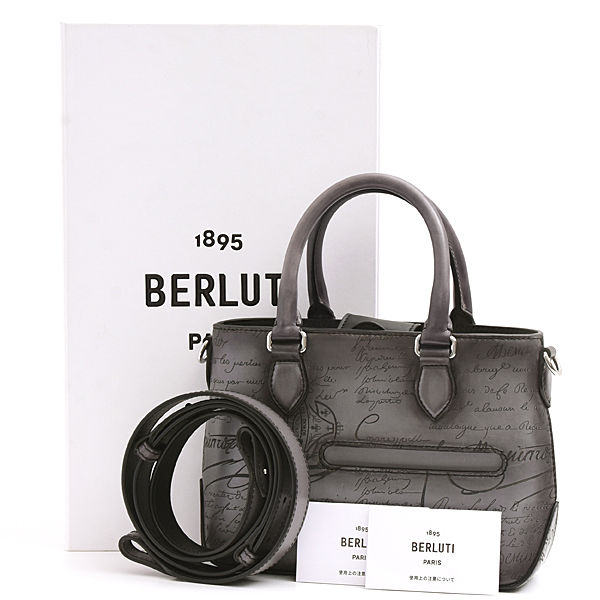ベルルッティ バッグ メンズ カリグラフィ トゥジュール ガリバー ショルダーバッグ スクリットレザー グレー Berluti 中古