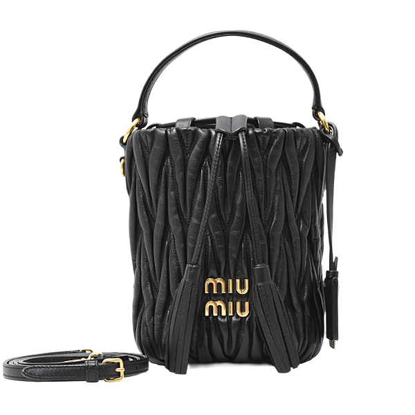 ミュウミュウ バッグ レディース バケットバッグ マテラッセ ショルダー ナッパレザー NERO MIUMIU 5BE084 中古